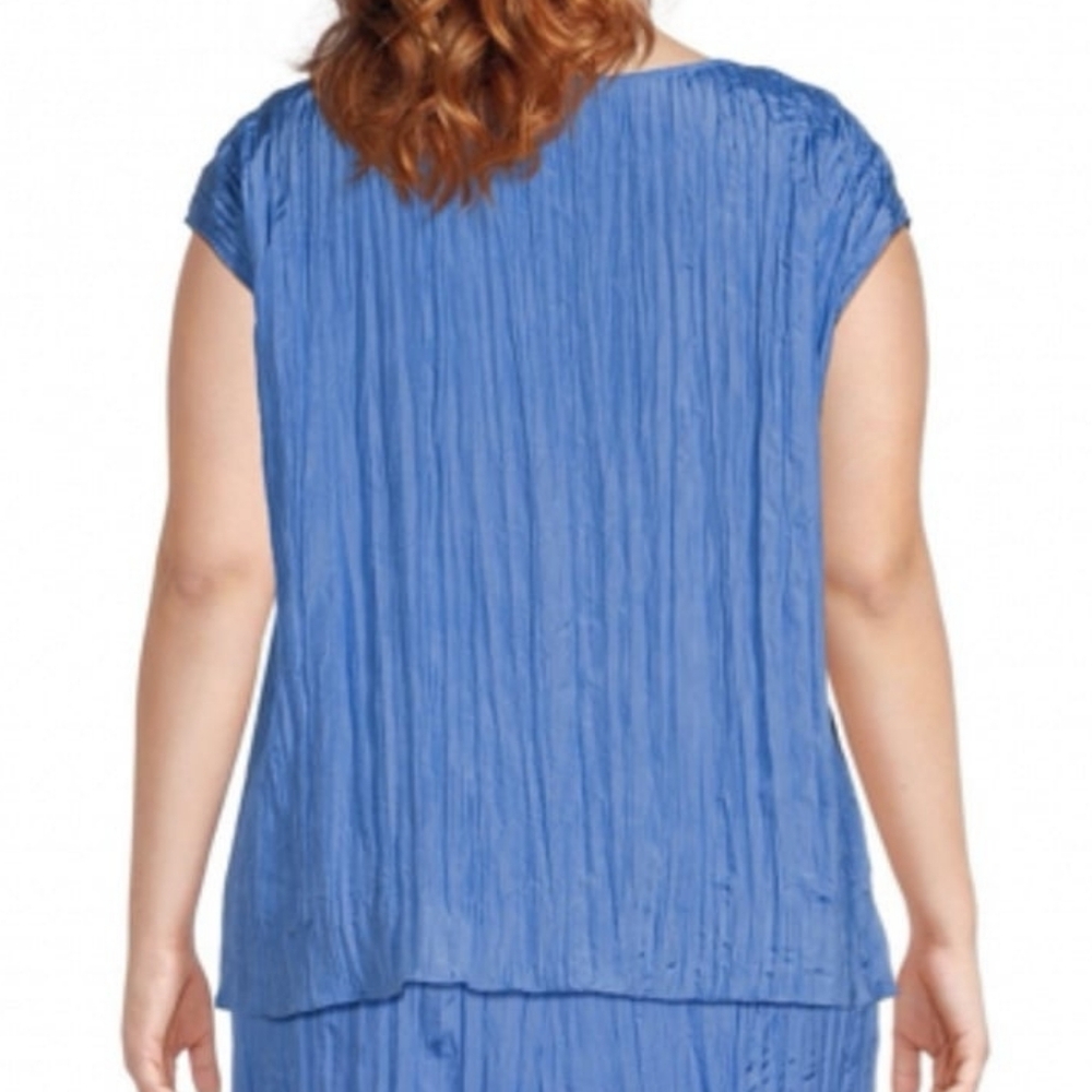 NWT Eileen Fisher Silk Scoop-Neck Crushed Silk Top (Large) - Picture 2 of 5